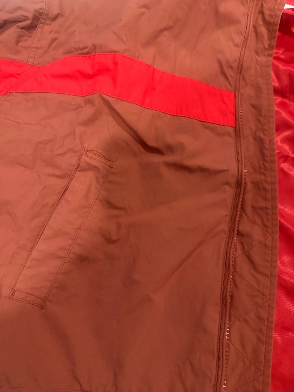 Saint Laurent Brown Windbreaker with Red Chest Stripe - Picture 4 of 9